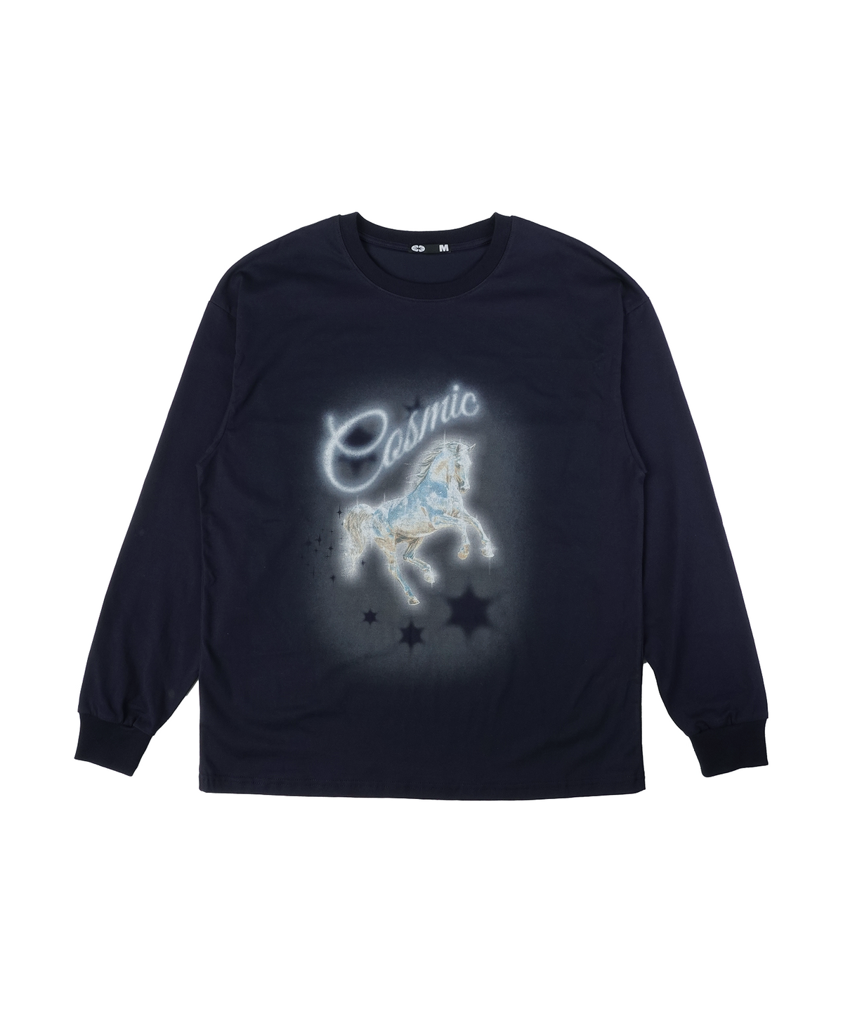 이알티알(ERTR) [ERTR X 니들]Cosmic Horse L/S T-shirt (navy)