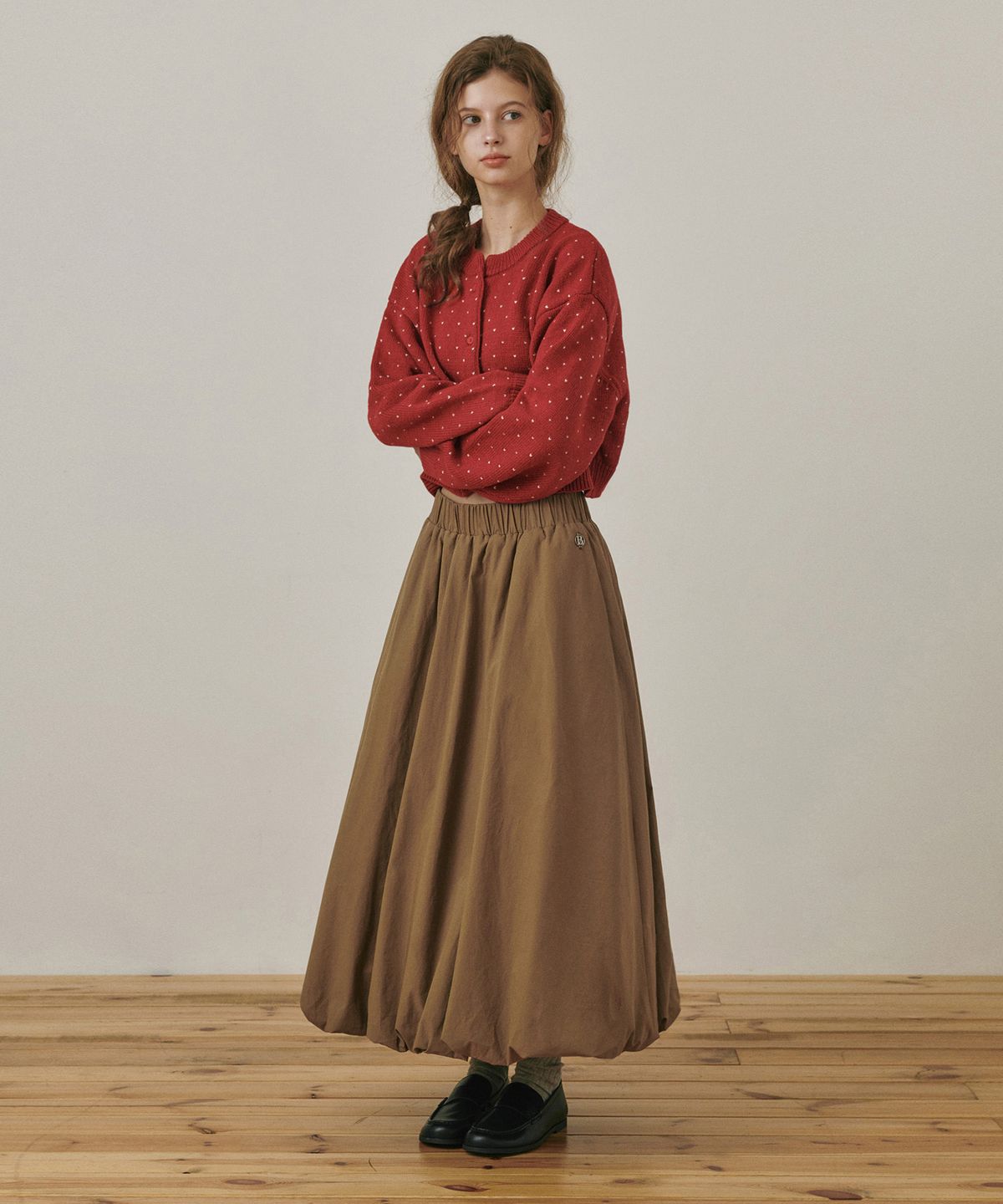 벨로엘(BELLOL) Balloon long skirt BROWN