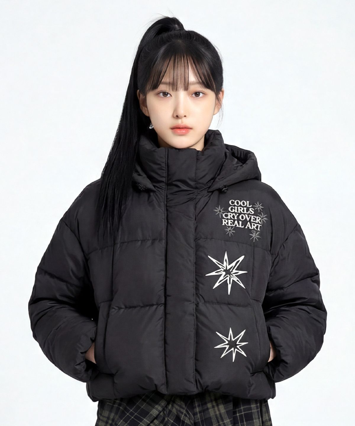 아티스트웨어(ARTISTWEAR) [3COLORS] 스파클 후드 크롭 숏패딩 - 사이즈 & 후기 | 무신사