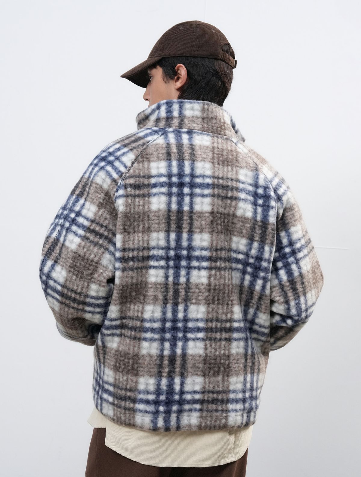 제너럴아이디어(GENERALIDEA) UNISEX 웜 체크 플리스 집업 점퍼 [NAVY] / SBE3U07013
