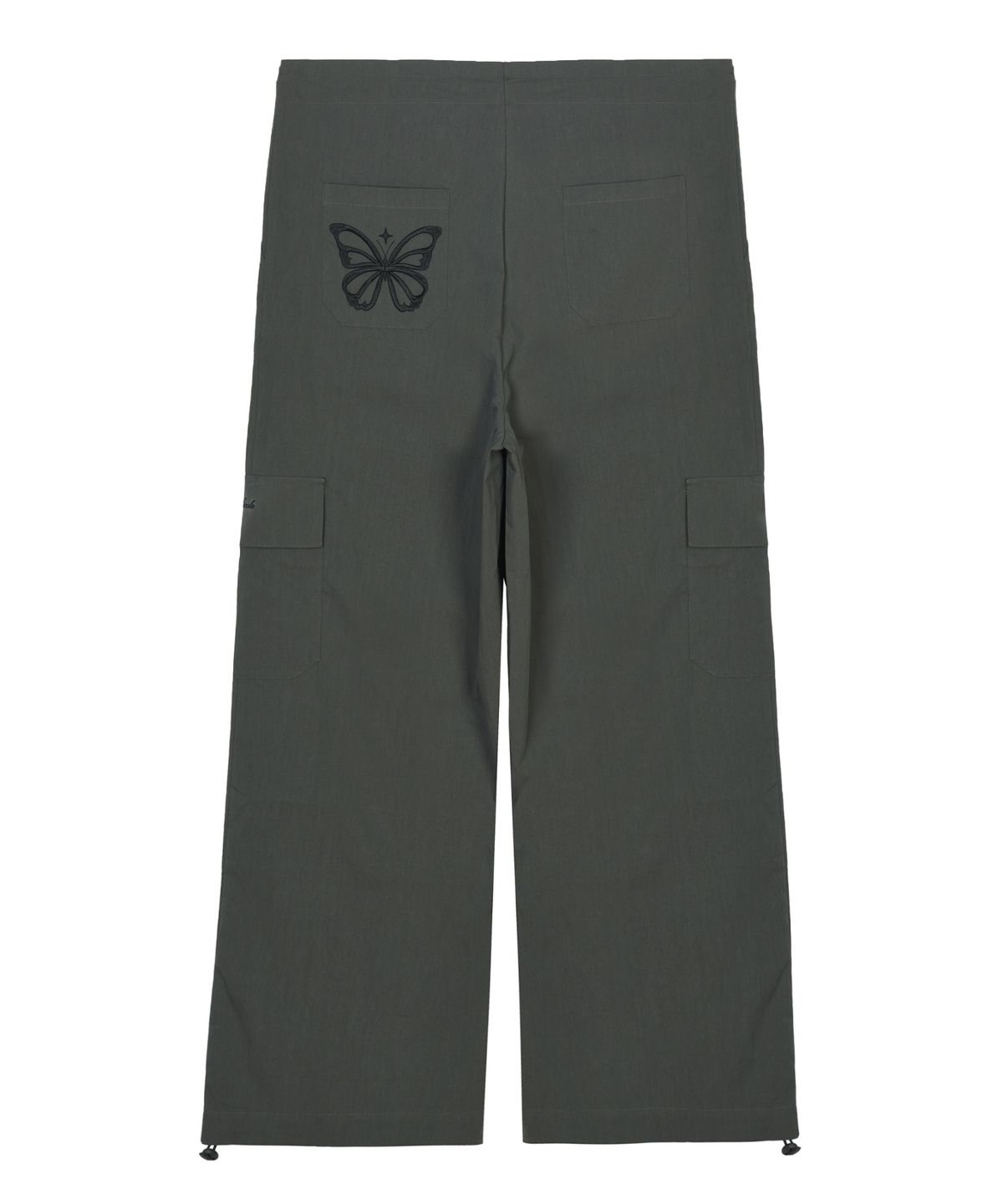 닉앤니콜(NICK&NICOLE) BUTTERFLY EMBROIDERY WIDE CARGO PANTS_CHARCOAL