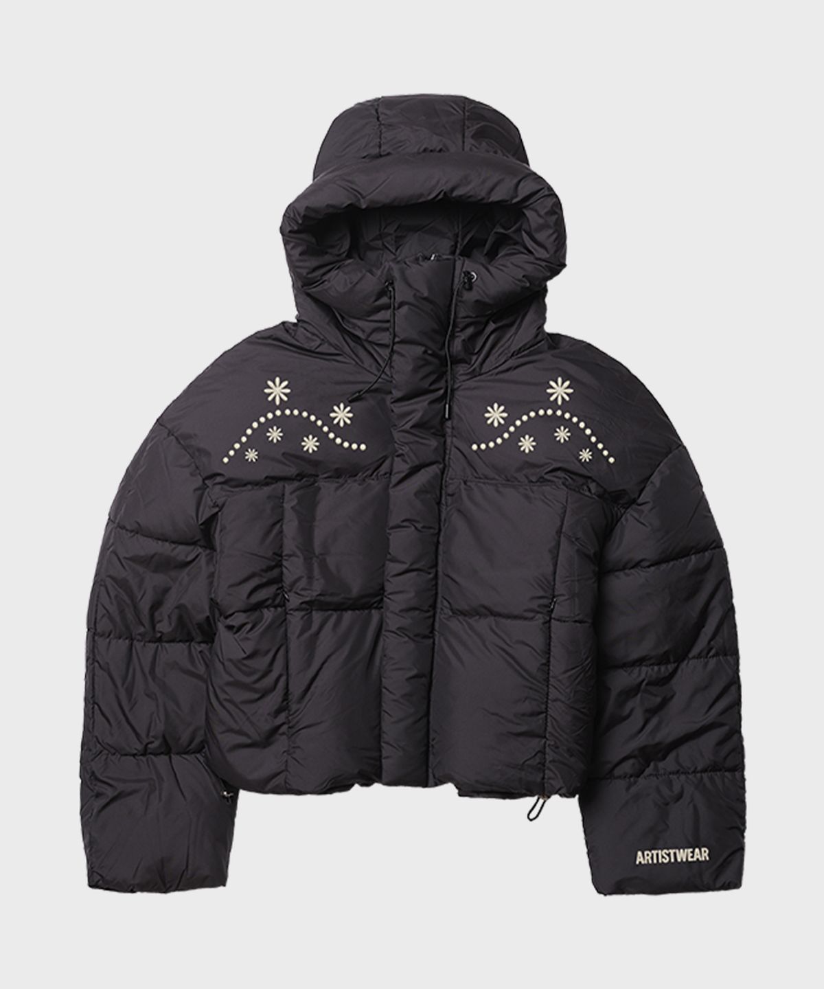 아티스트웨어(ARTISTWEAR) [3COLORS] 웨스턴플로럴 후드 크롭 숏패딩