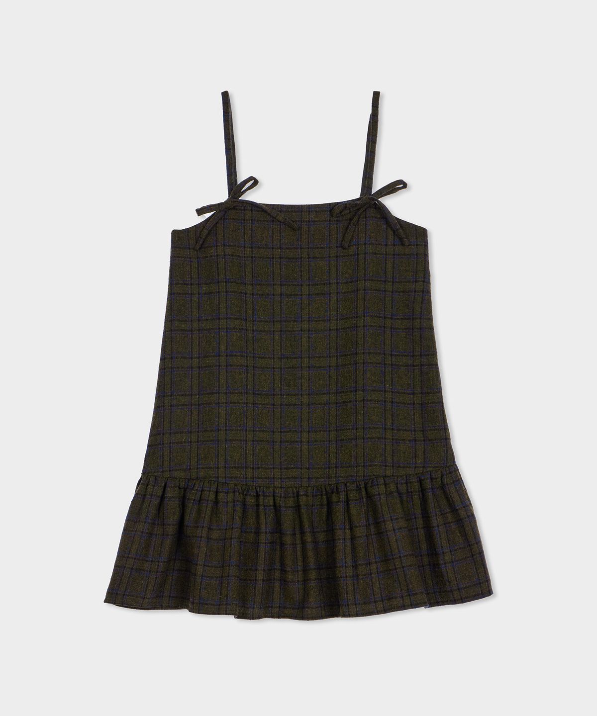 벨로엘(BELLOL) Flare ribbon check dress BROWN