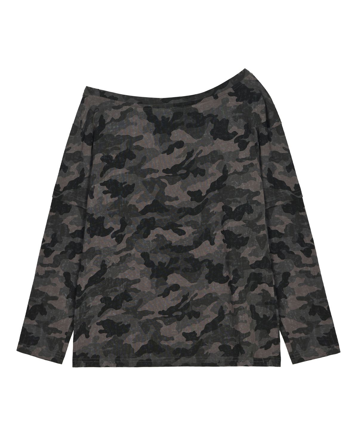 닉앤니콜(NICK&NICOLE) NICOLE ONE SHOULDER LAYERED CAMO LOGO LS TOP_CAMO