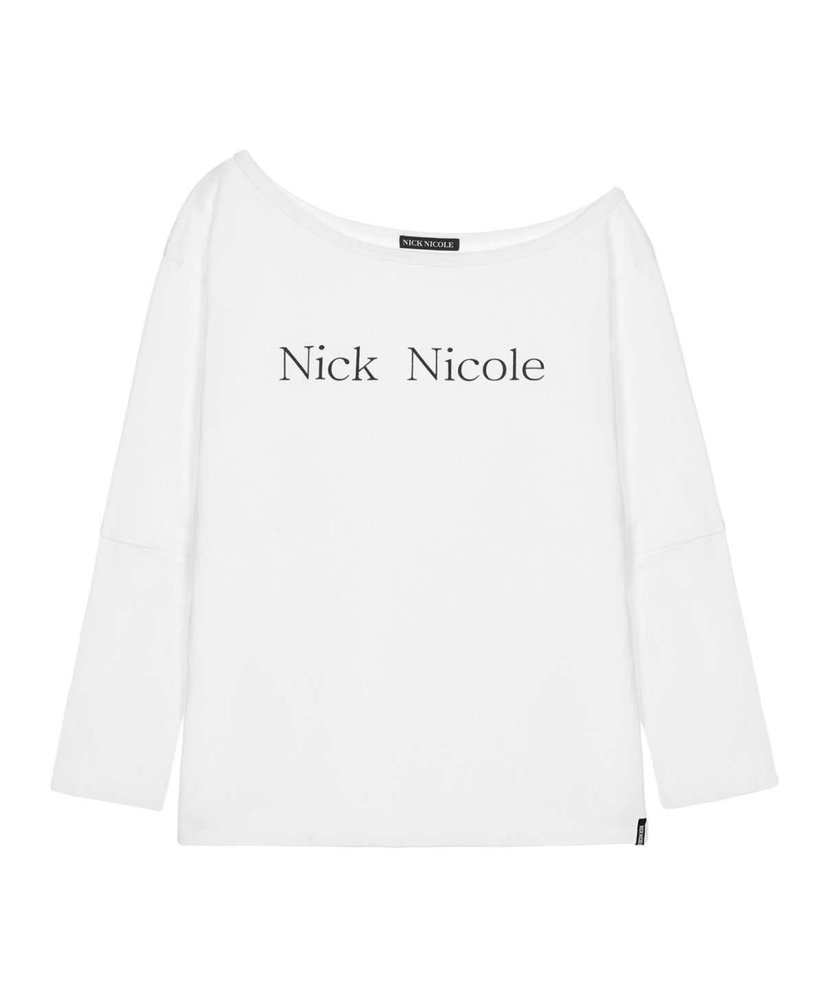 닉앤니콜(NICK&NICOLE) NICOLE ONE SHOULDER LAYERED LOGO LS TOP_IVORY