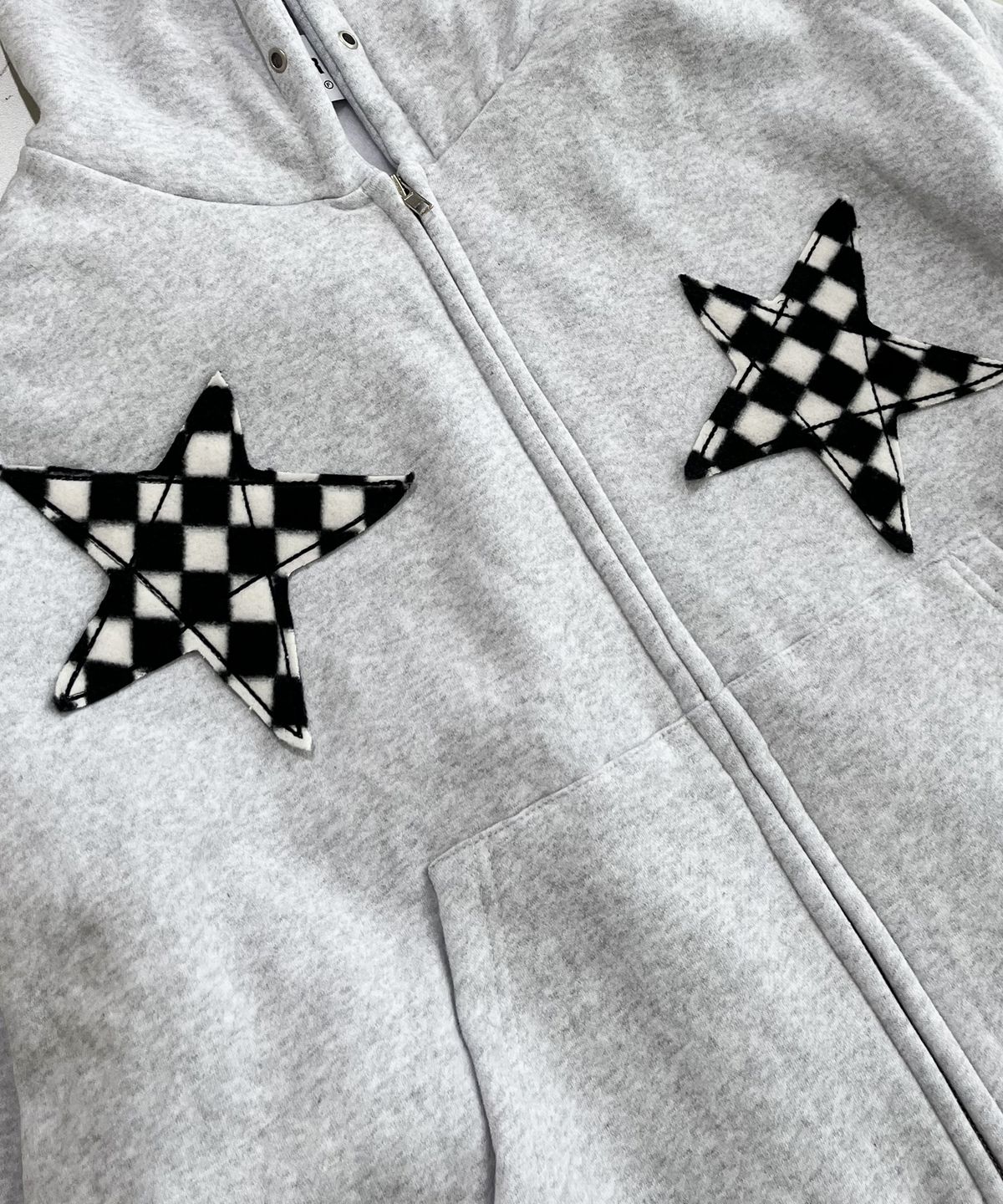 스케이터락(SK8ER ROCK) Star Napping Sweat Hood Zip-Up ((white melange))