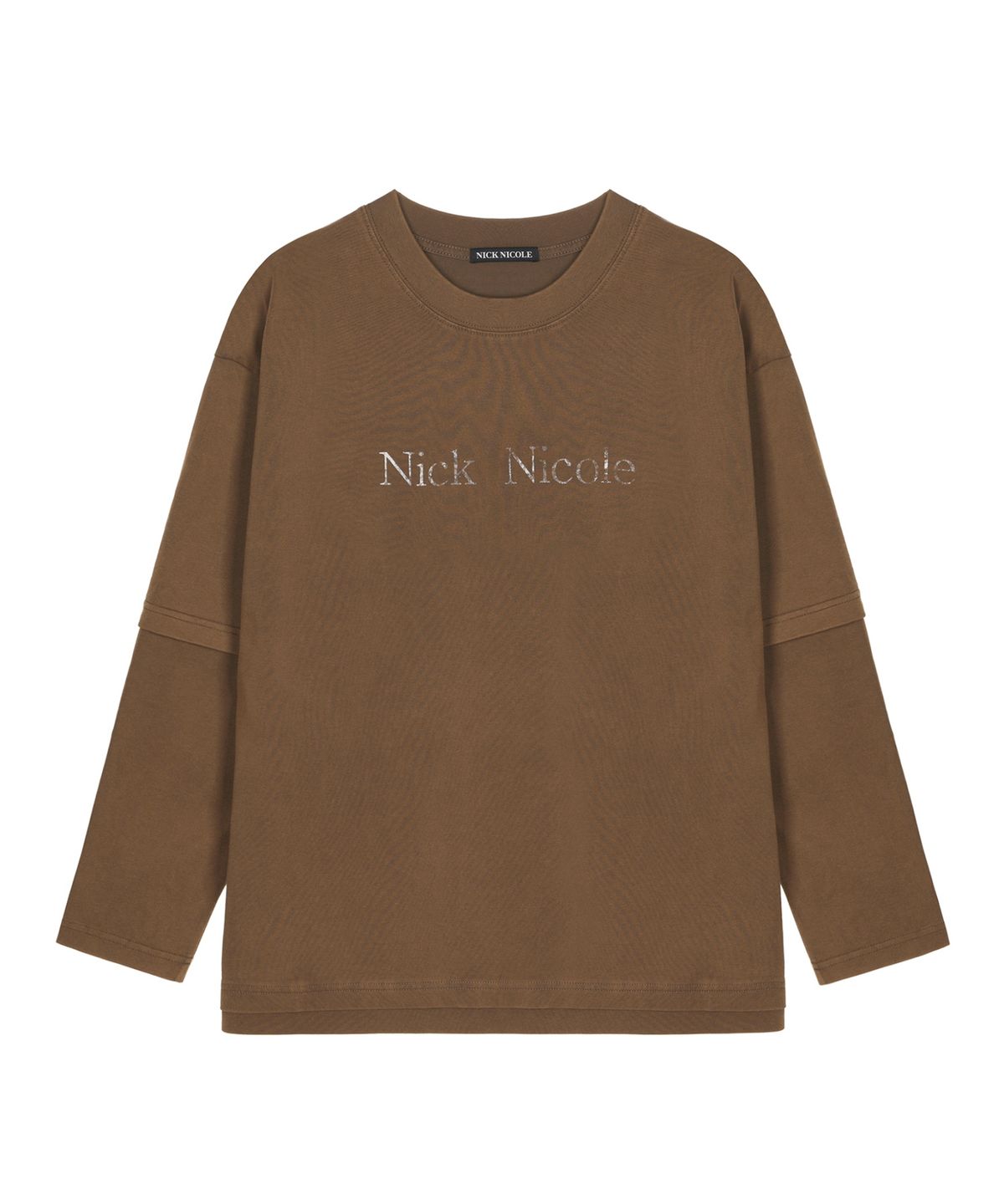 닉앤니콜(NICK&NICOLE) NICOLE DESTROYED LAYERED LONG SLEEVE TOP_BROWN