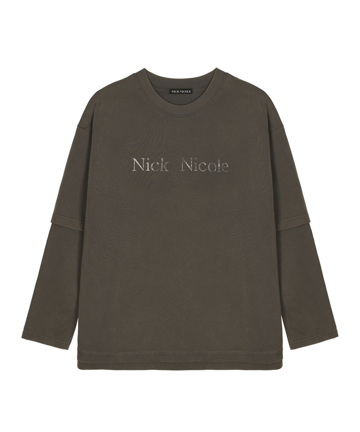 닉앤니콜(NICK&NICOLE) NICOLE DESTROYED LAYERED LONG SLEEVE TOP_CHARCOAL