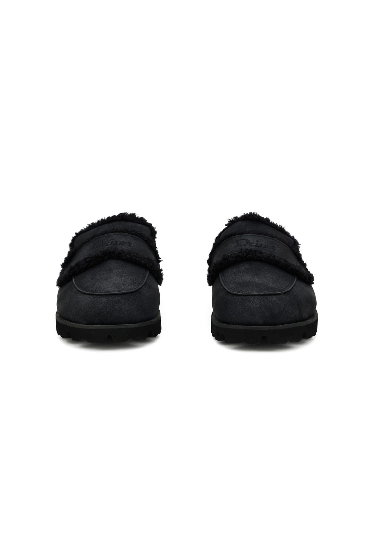 다이닛(DEINET) FAUX SHEARLING SLIPPERS IN BLACK