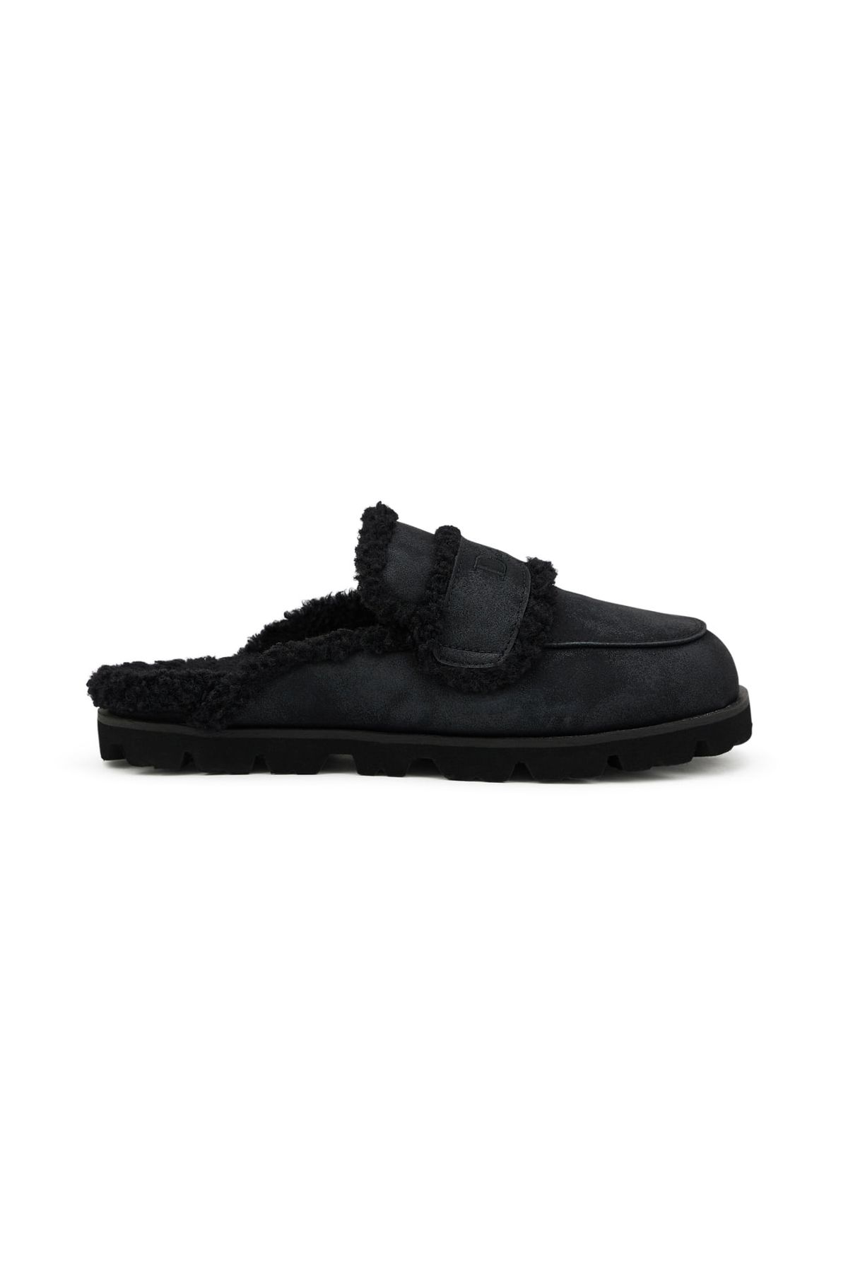 다이닛(DEINET) FAUX SHEARLING SLIPPERS IN BLACK