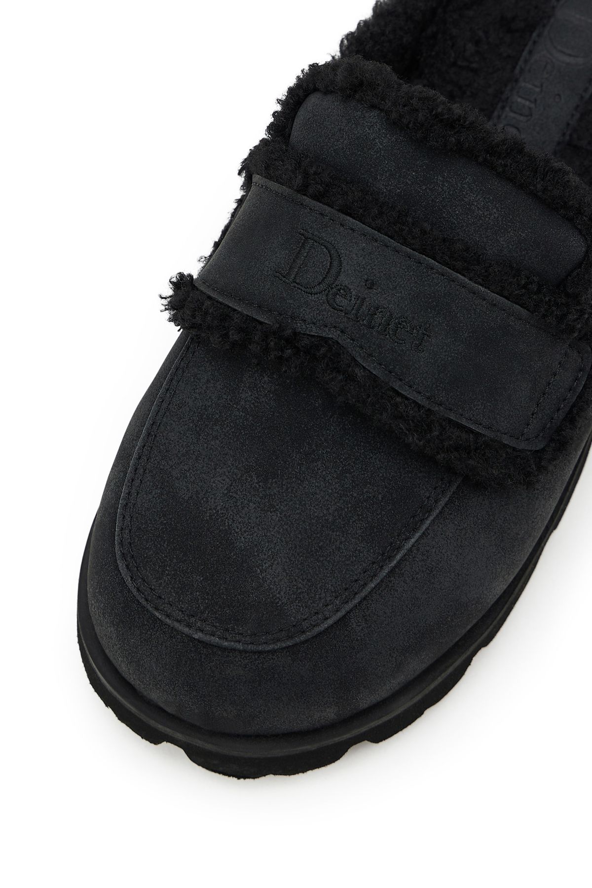 다이닛(DEINET) FAUX SHEARLING SLIPPERS IN BLACK