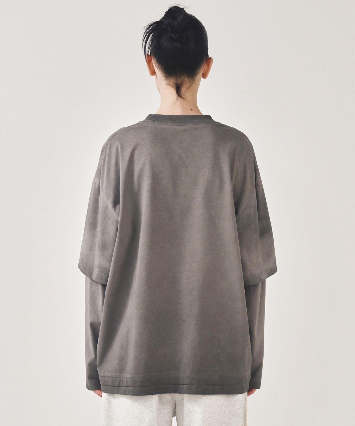 닉앤니콜(NICK&NICOLE) NICOLE DESTROYED LAYERED LONG SLEEVE TOP_GRAY