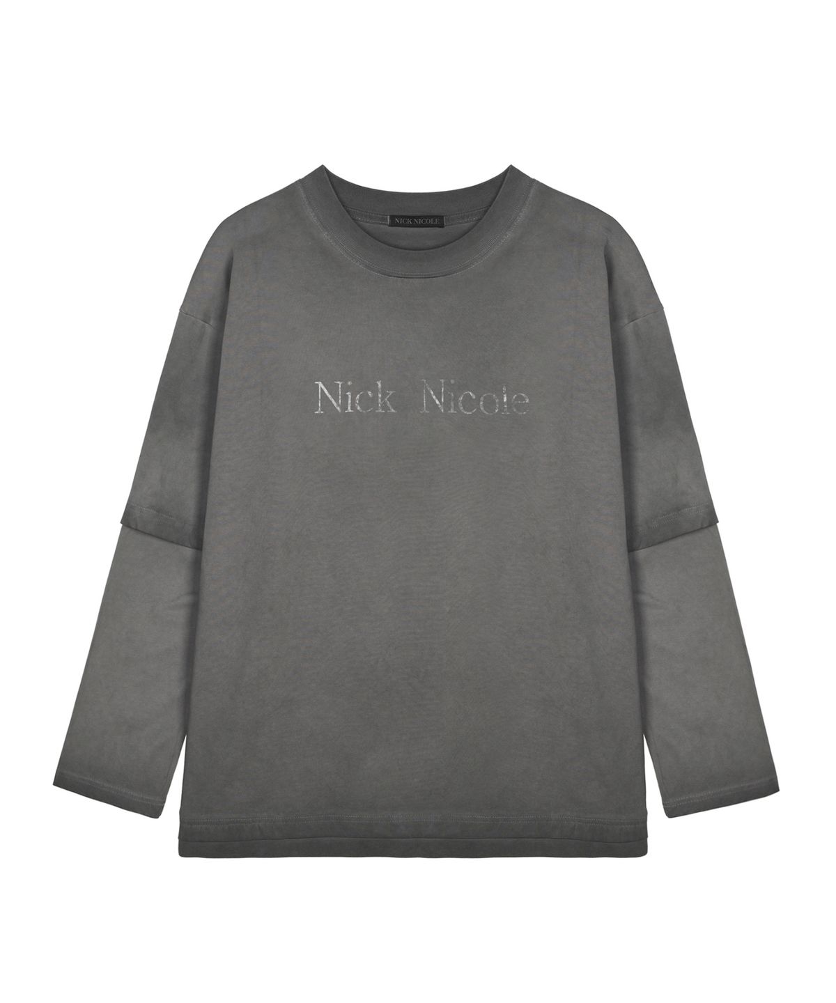 닉앤니콜(NICK&NICOLE) NICOLE DESTROYED LAYERED LONG SLEEVE TOP_GRAY