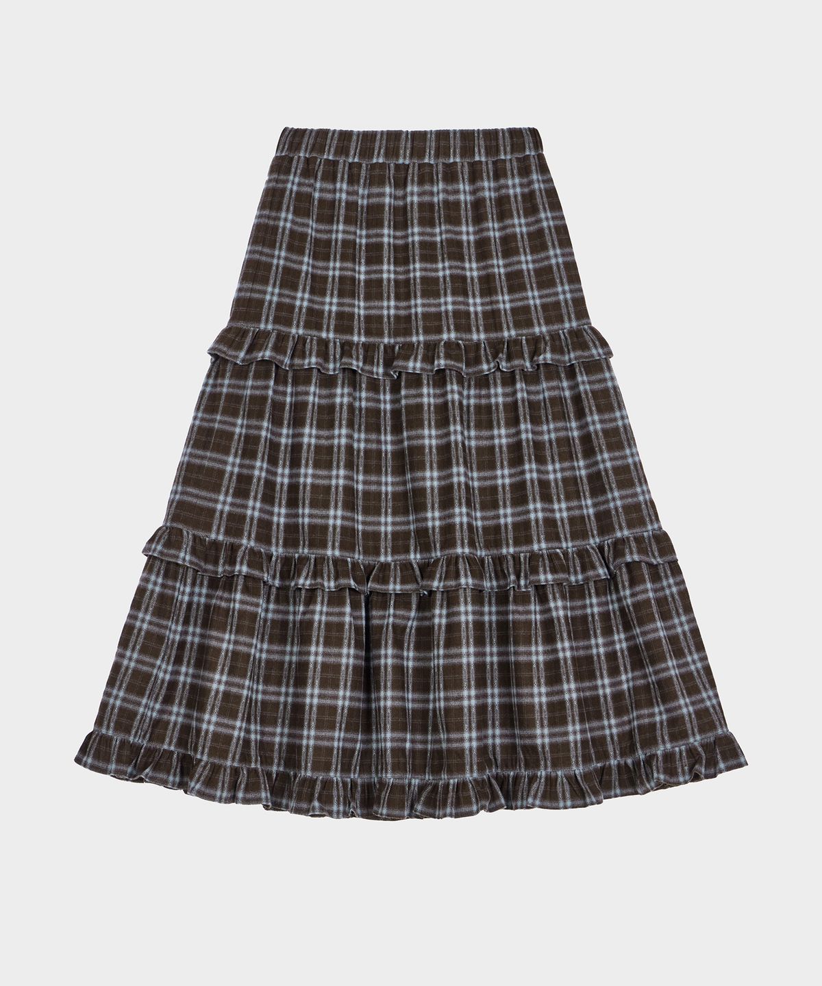 벨로엘(BELLOL) Winter shirring long skirt check BROWN