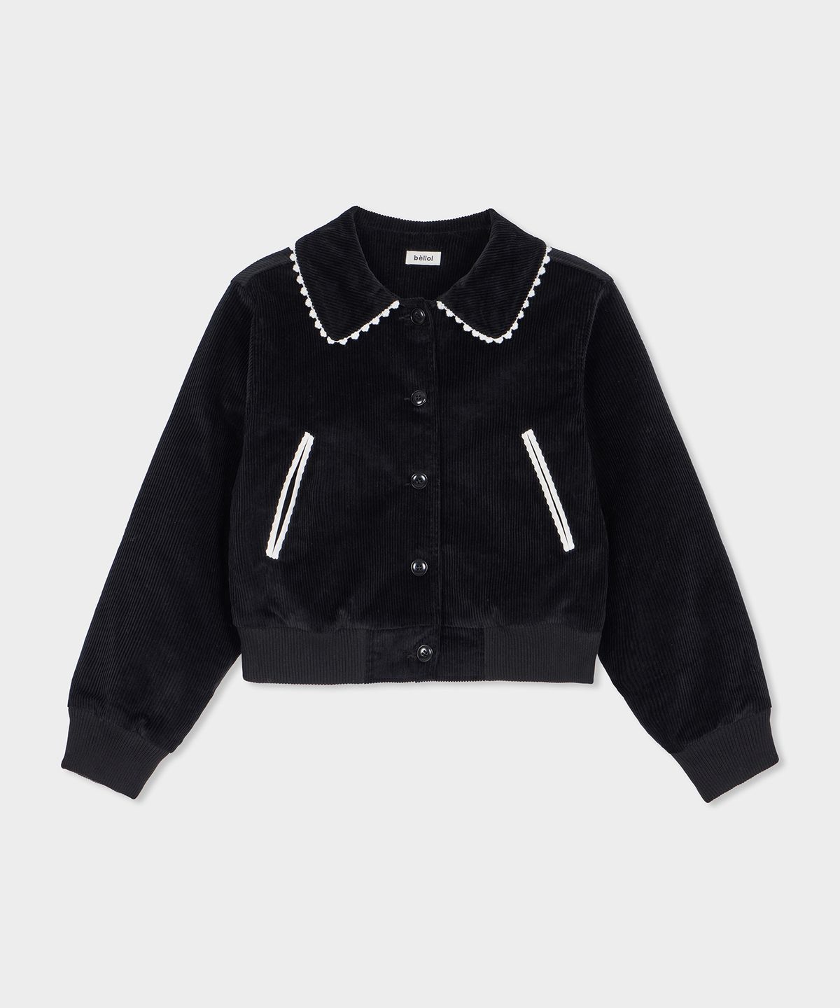 벨로엘(BELLOL) Corduroy cropped jacket BLACK