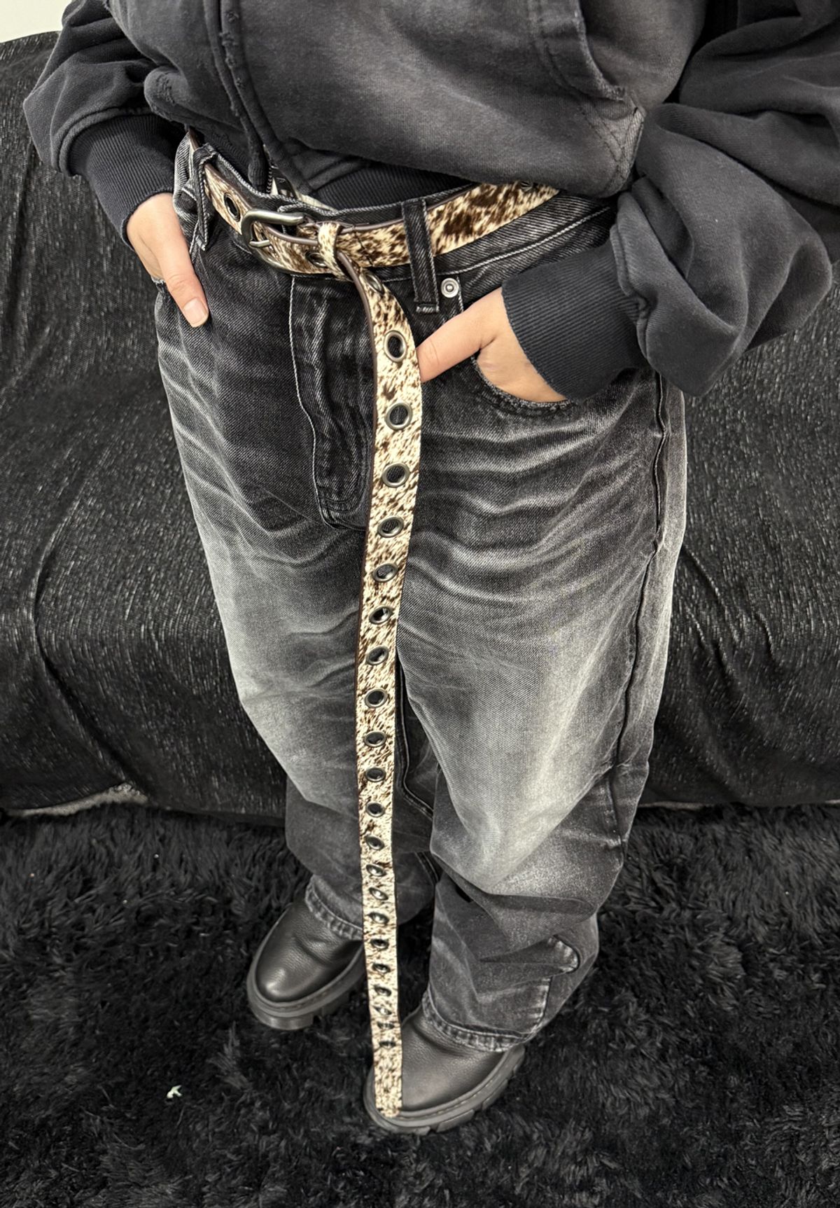 포스센스티브(FORCESENSITIVE) FST pony hair leather long belt