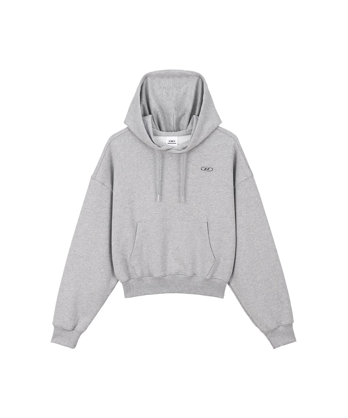 본투윈(BORN TO WIN) W SILVER B CROP HOODIE [MELANGE GREY]