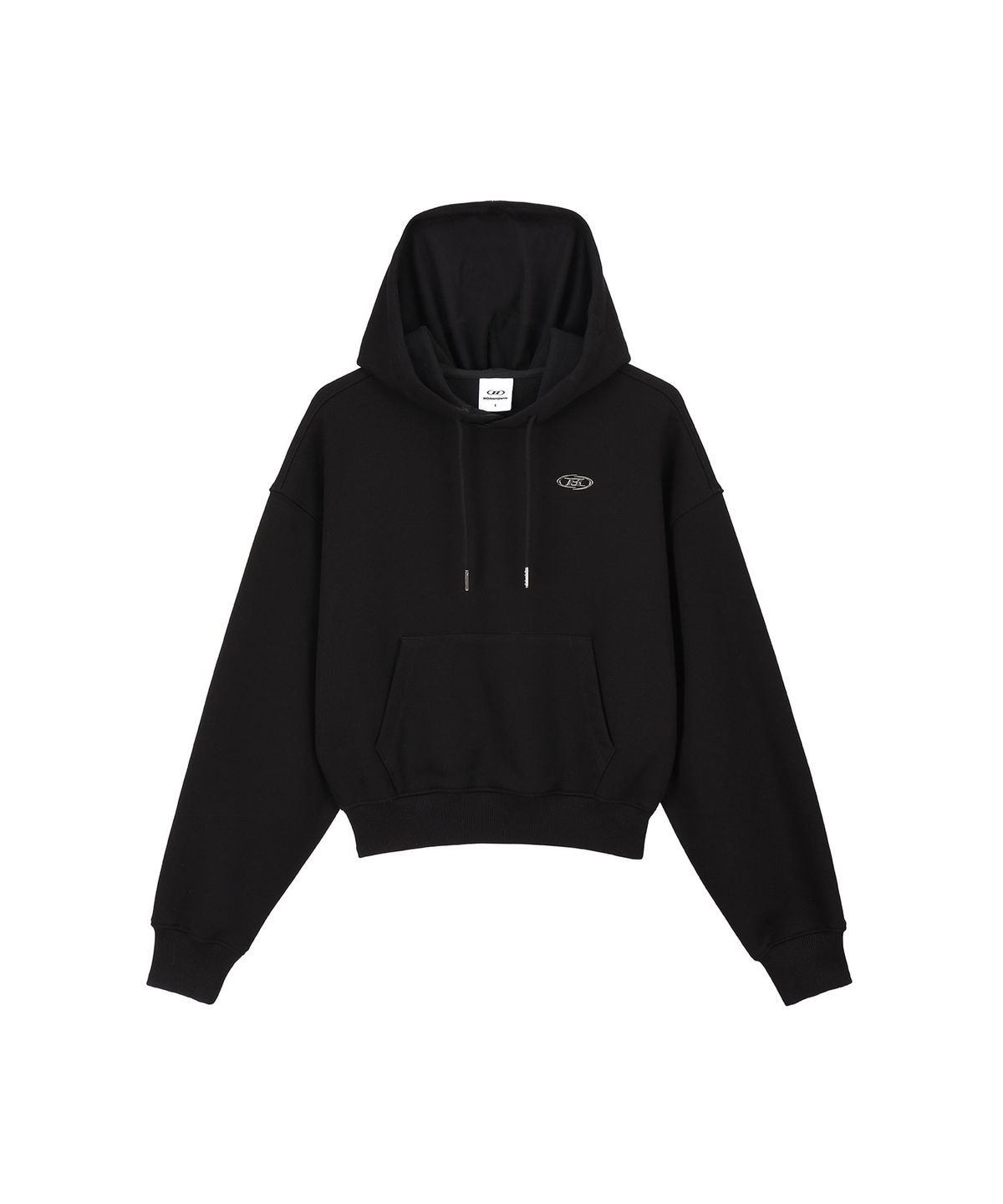 본투윈(BORN TO WIN) W SILVER B CROP HOODIE [BLACK]