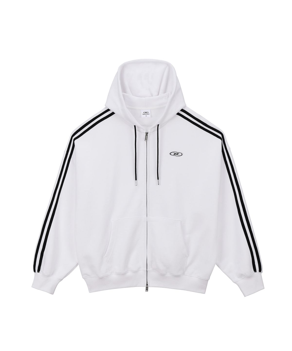 본투윈(BORN TO WIN) CHROME B TRACK LINE HOODIE ZIP-UP [WHITE]