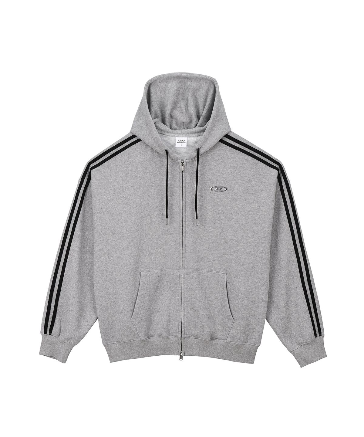 본투윈(BORN TO WIN) CHROME B TRACK LINE HOODIE ZIP-UP [MELANGE GREY]