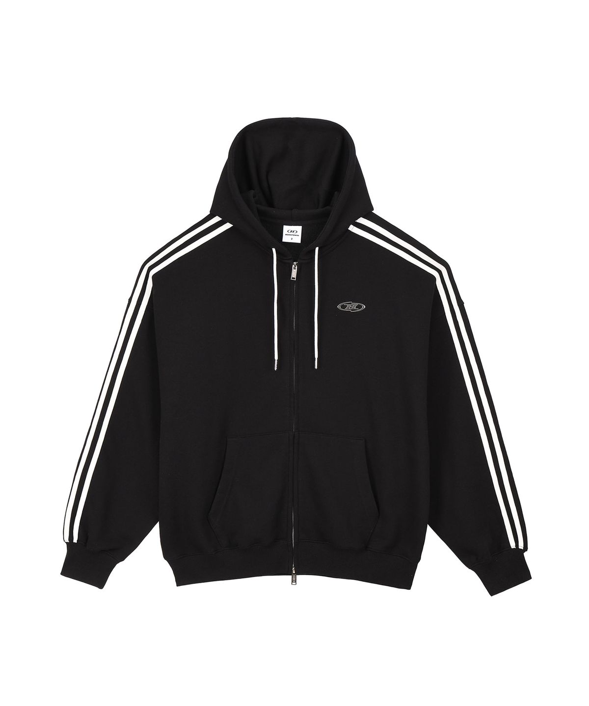 본투윈(BORN TO WIN) CHROME B TRACK LINE HOODIE ZIP-UP [BLACK]