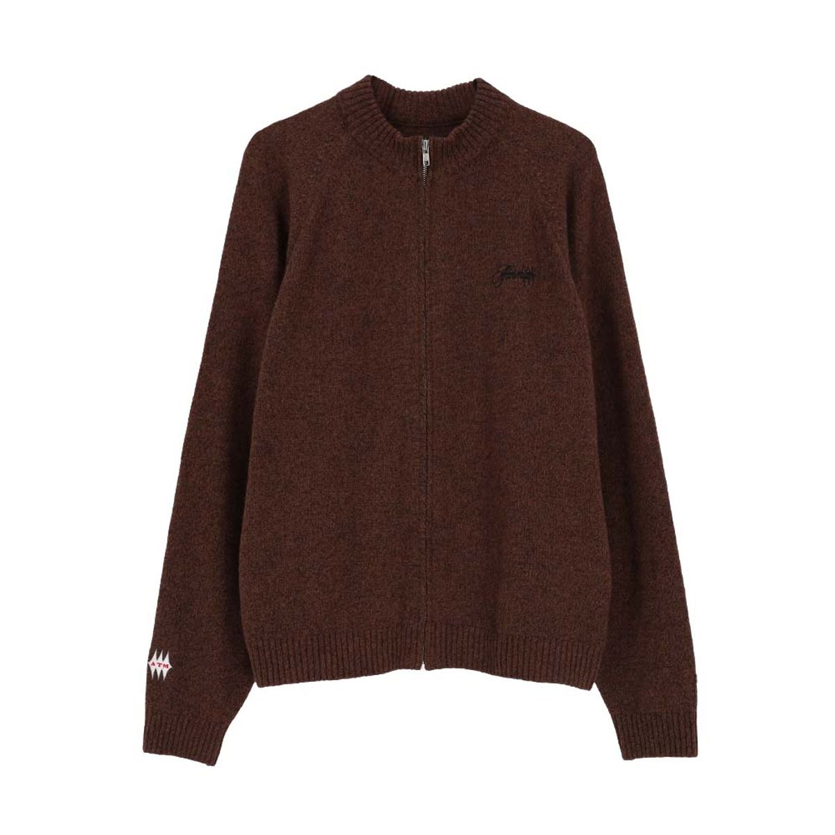 애프터매스(AFTERMATH) TWEED KNIT FULL ZIP BROWN