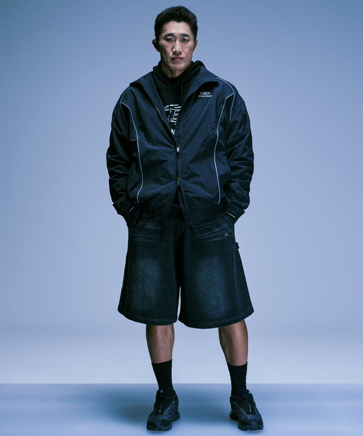 본투윈(BORN TO WIN) B-SYMBOL LOGO NYLON WIND BREAKER [BLACK]