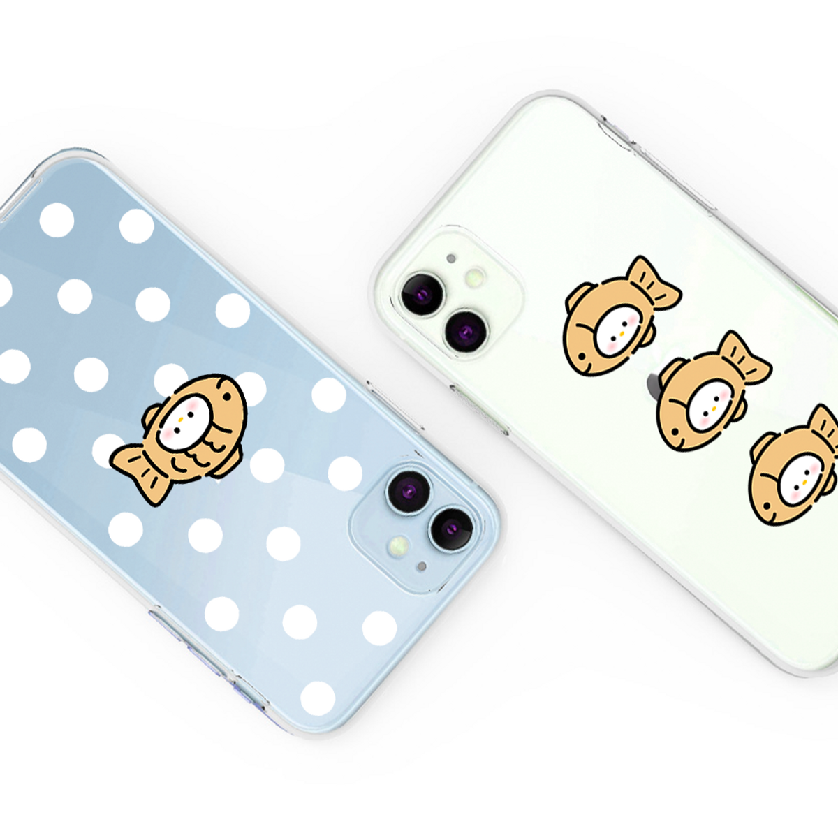 이레케이스앤굿즈(IRECASEGOODS) 붕어빵냥이 아이폰 투명 젤리케이스 핸드폰케이스