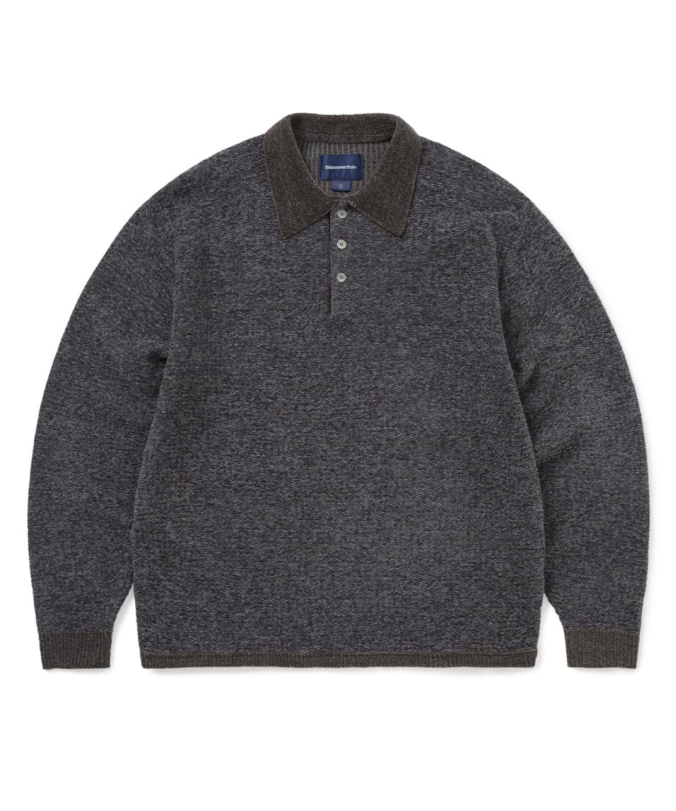 MUSINSA公式 | thisisneverthat Velvet Knit Polo Charcoal