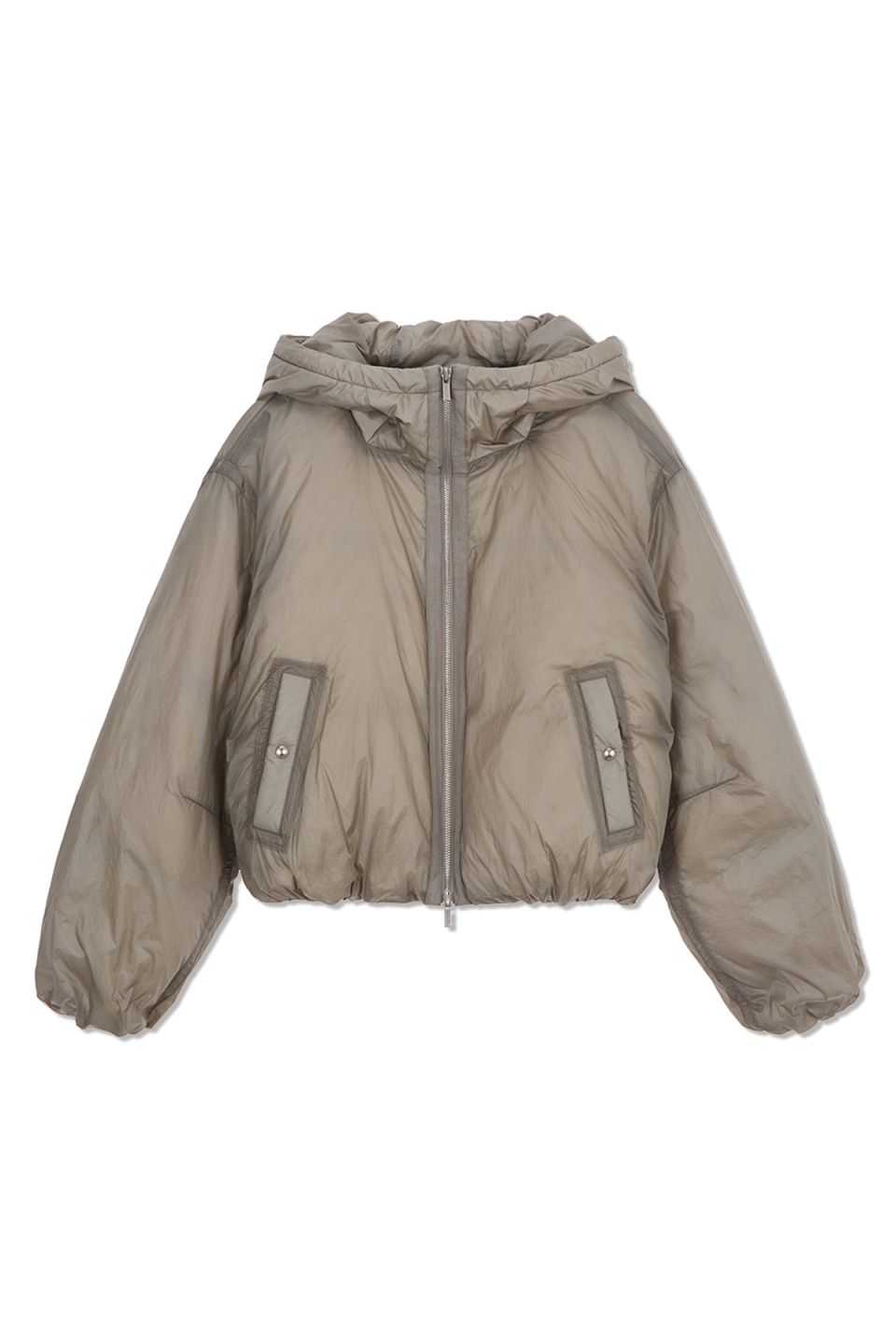 MUSINSA | MATIN KIM BACK LOGO HOODY SHORT DOWN JUMPER IN BEIGE