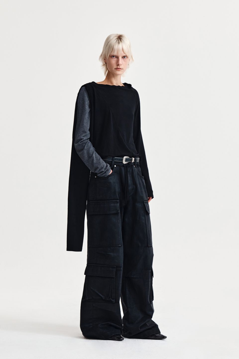 トップス MATIN KIM WEAVING LONG SLEEVE TOP IN MUSINSA | MATIN KIM WEAVING LONG SLEEVE TOP IN BLACK