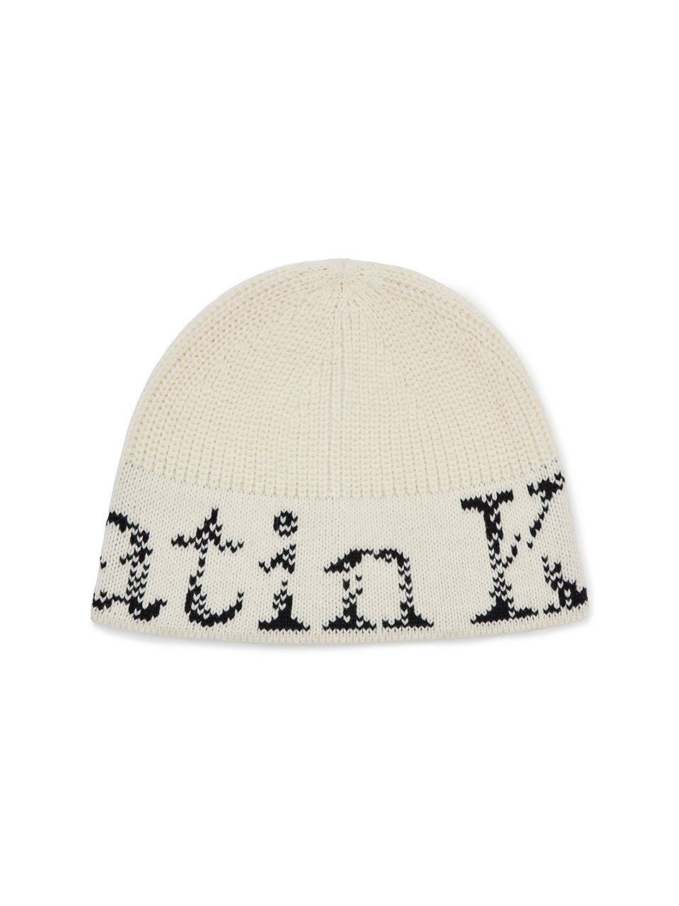 MUSINSA公式 | MATIN KIM CRACKED LOGO BUCKET BEANIE IN IVORY