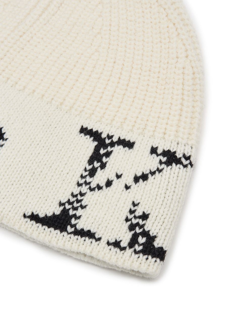 MUSINSA公式 | MATIN KIM CRACKED LOGO BUCKET BEANIE IN IVORY