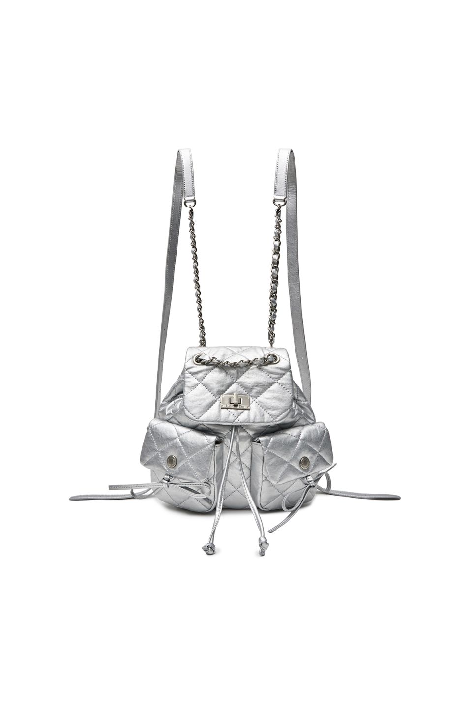 MUSINSA公式 | MATIN KIM DOUBLE POCKET QUILTING MINI BACKPACK IN SILVER