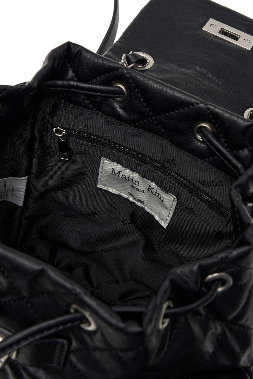 MUSINSA公式 | MATIN KIM DOUBLE POCKET QUILTING MINI BACKPACK IN BLACK