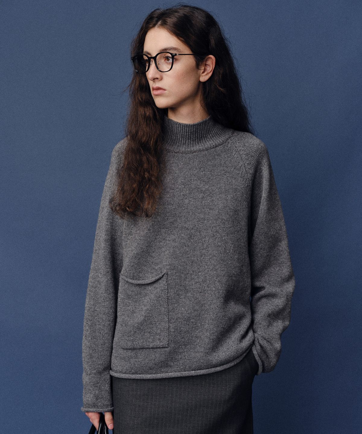 베이오드(BAIE OUD) Half turtleneck knit_charcoal