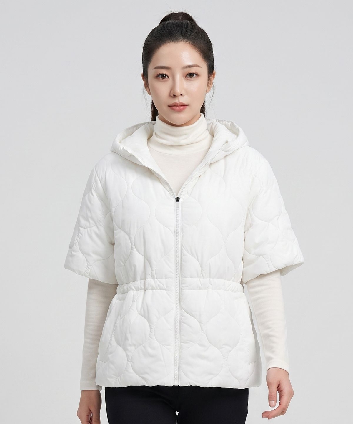 투엘라(2ELA) 리얼퀸 여성 후드 반팔 경량 패딩 자켓 3 Colors