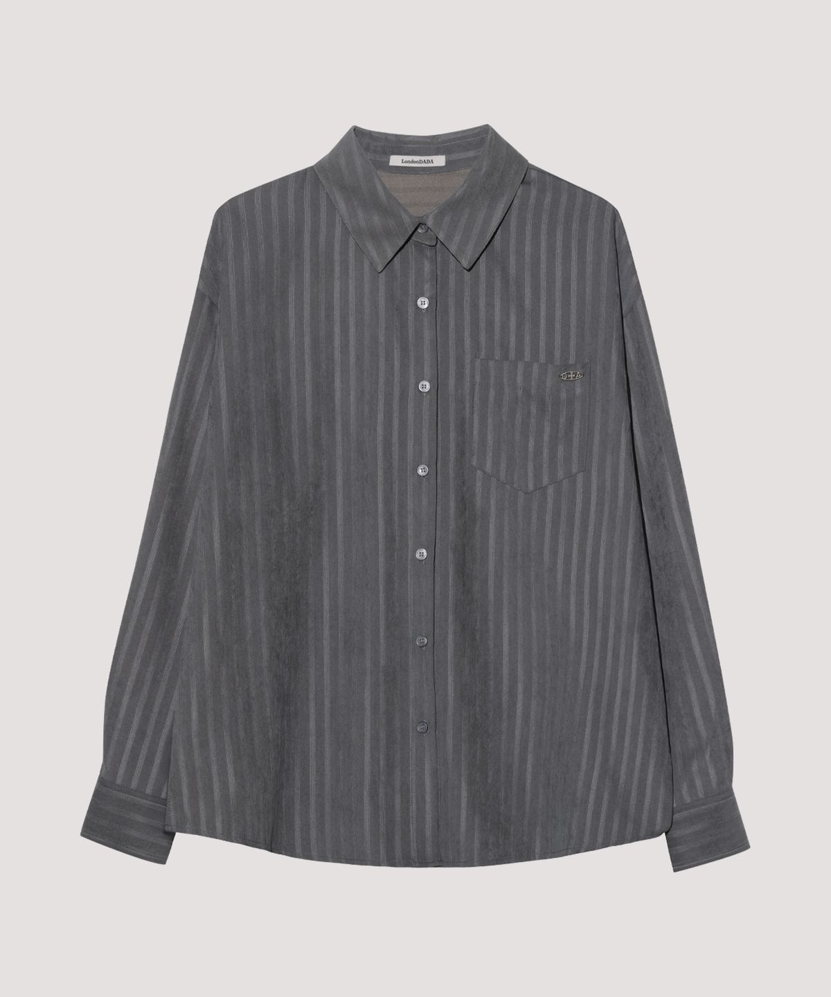 런던다다(LONDONDADA) SUEDE STRIPE PENDANT SHIRT, CHAROCOAL