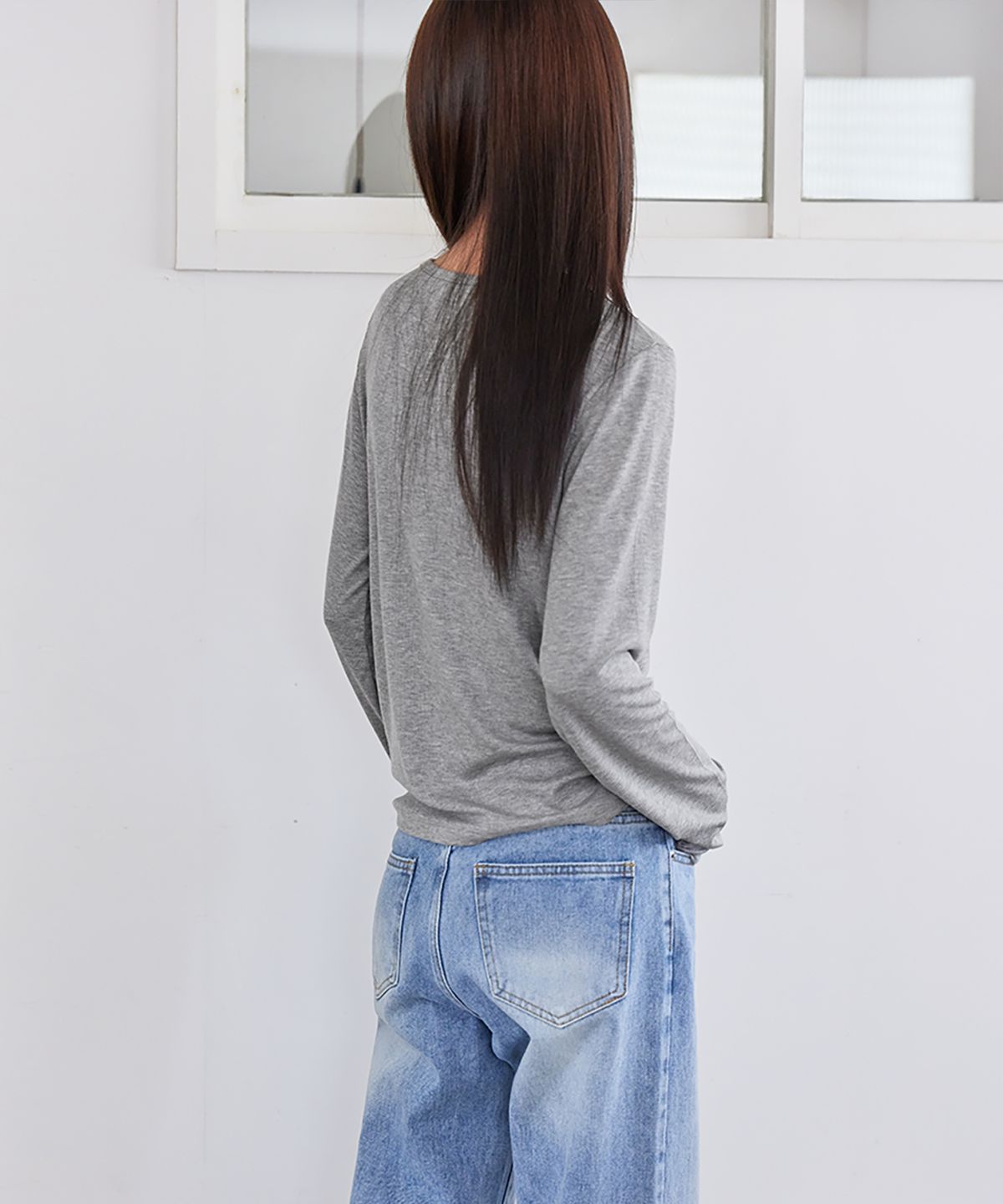 런던다다(LONDONDADA) TENCEL RIBBED PENDANT T-SHIRT, MELANGE