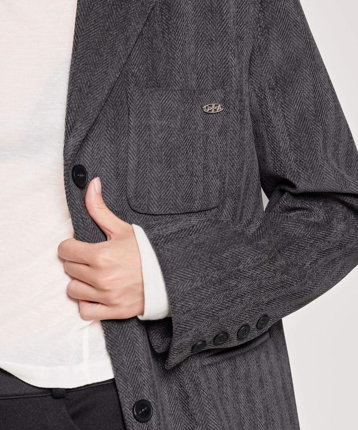 런던다다(LONDONDADA) VELVET BUTTON CLASSIC SINGLE JACKET, CHARCOAL