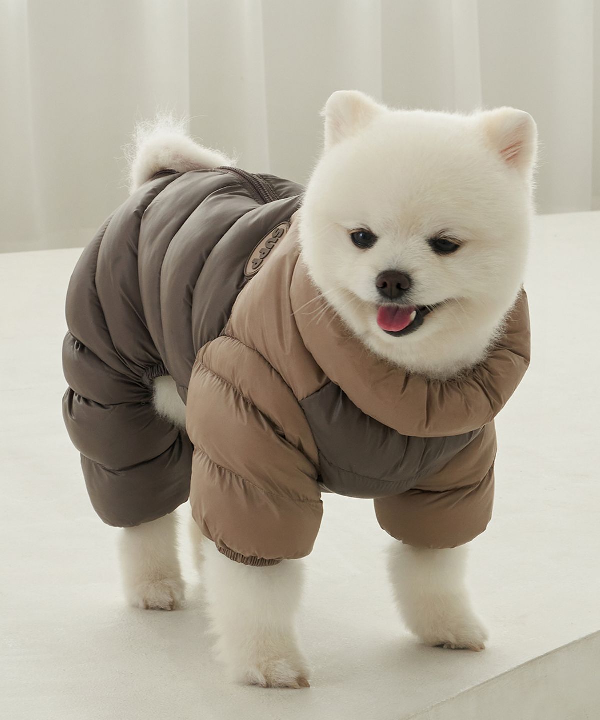 슈퍼펫(SUPERPET) 강아지 겨울옷 필패딩올인원 초코브라운