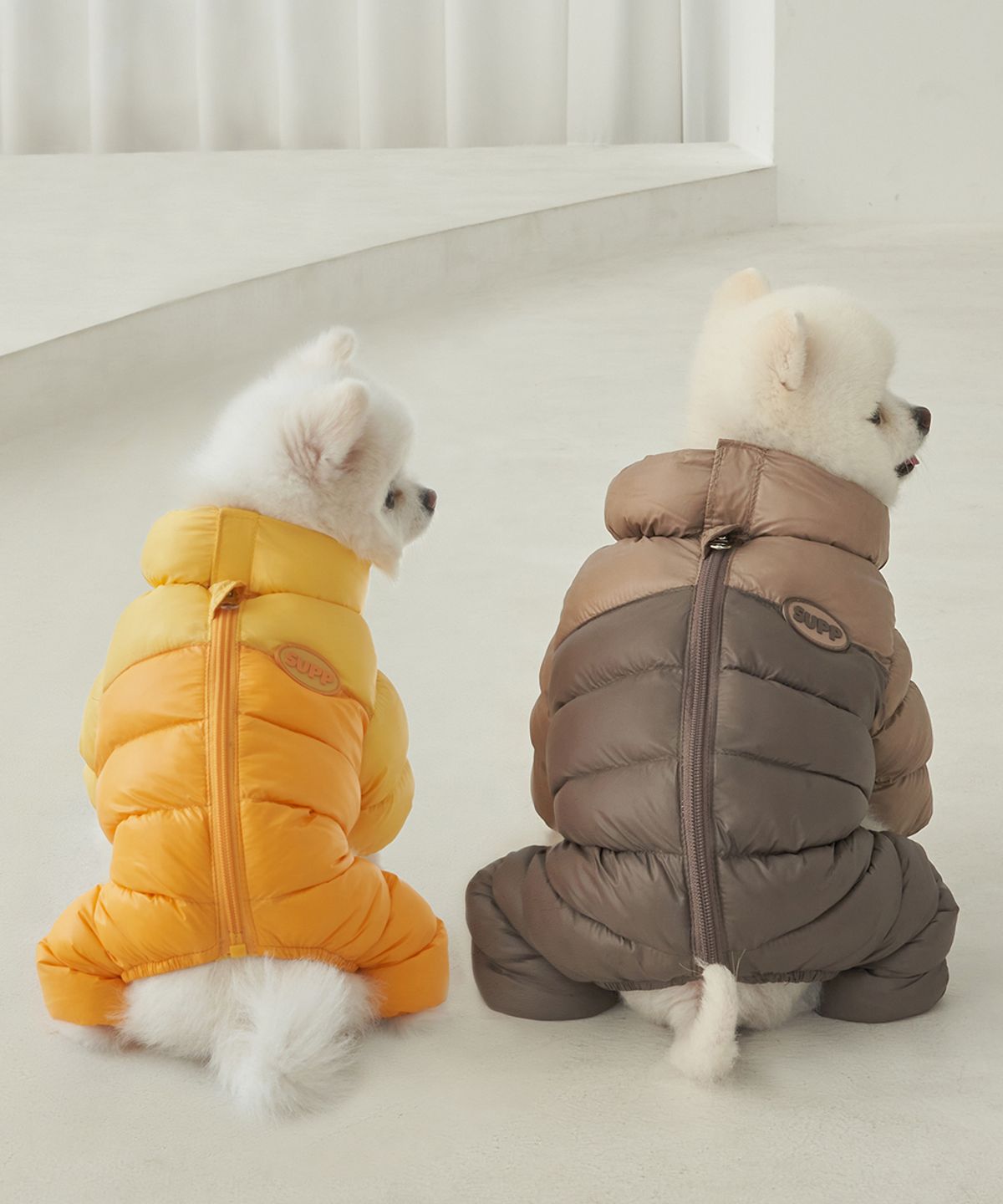 슈퍼펫(SUPERPET) 강아지 겨울옷 필패딩올인원 초코브라운