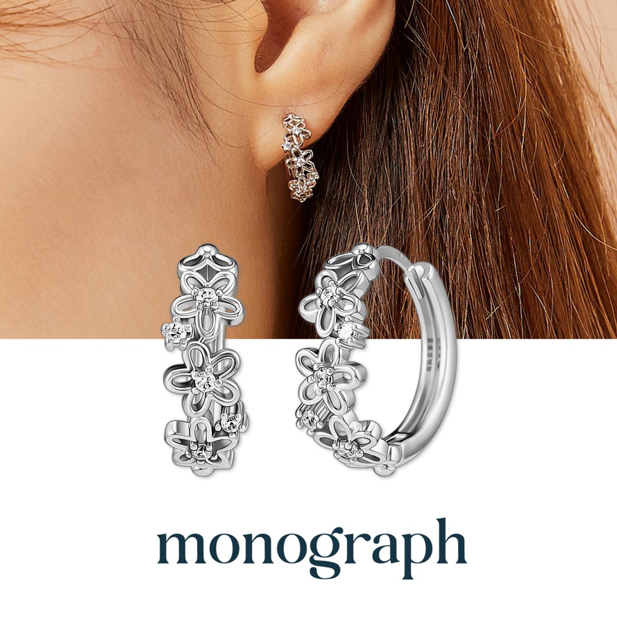 모노그래프(MONOGRAPH) 코델리아 귀걸이 MGER030S Rhodium Plated (화이트골드)