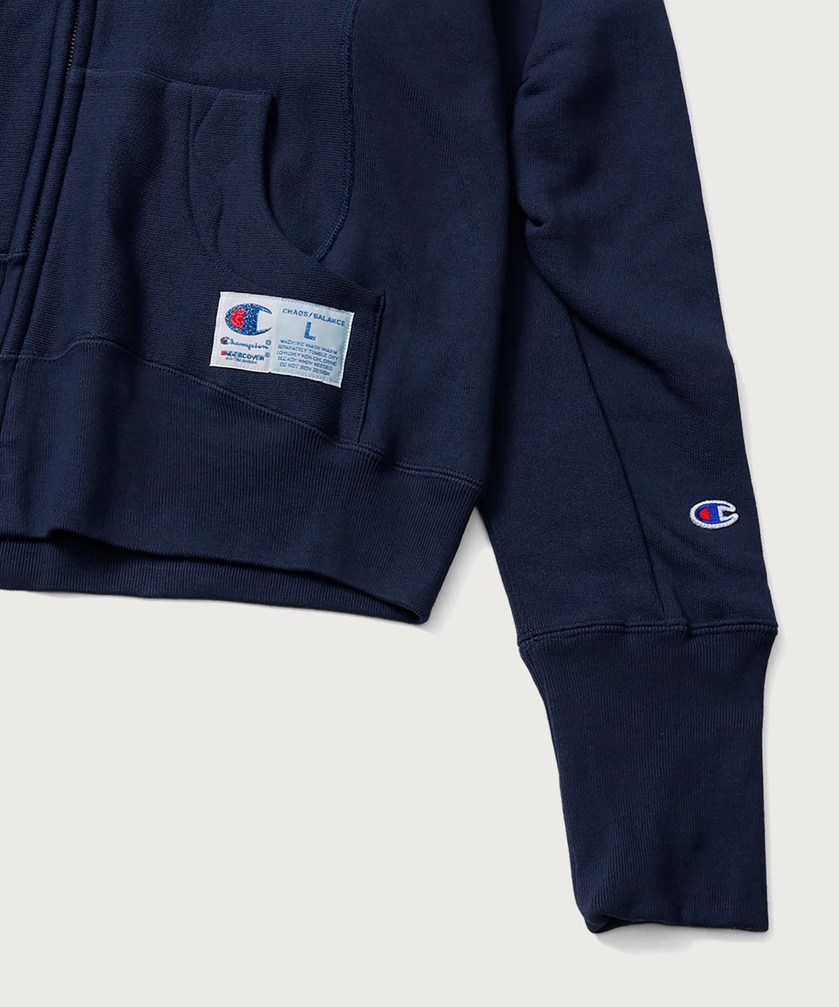 챔피온(CHAMPION) 챔피온 X 언더커버 리버스위브 스트럭처드 후드 집업 Dark Navy