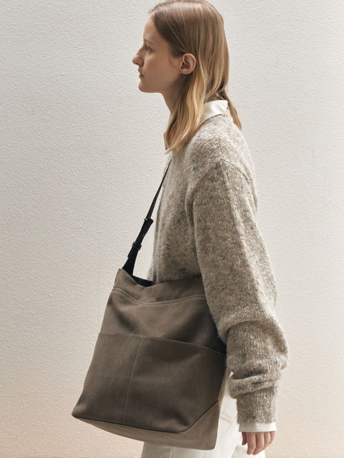 드메리엘(DEMERIEL) Two Pocket Hobo Canvas Bag Vintage Brown