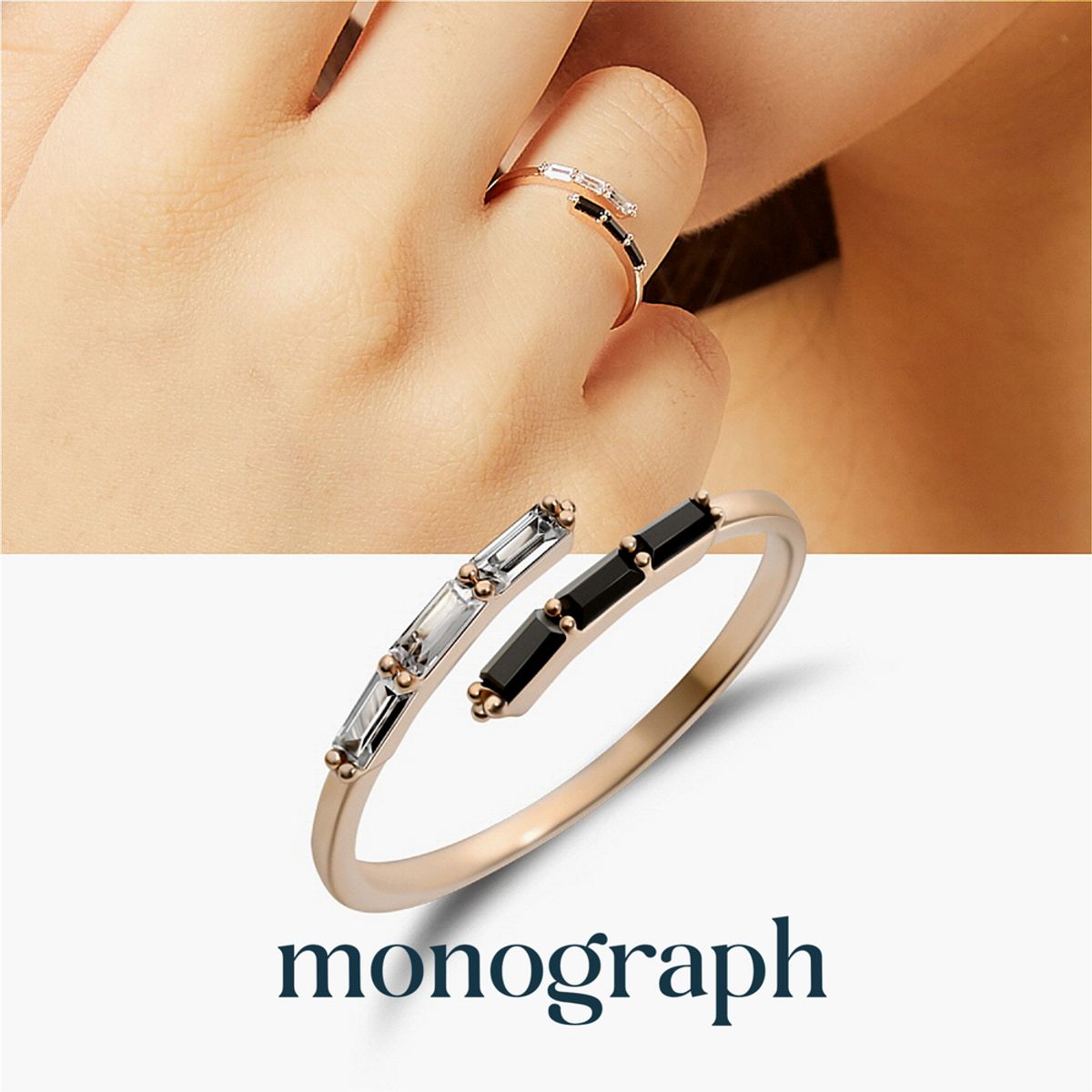 모노그래프(MONOGRAPH) 블랙패션 오픈링 MGFR0094 14K Gold Plated