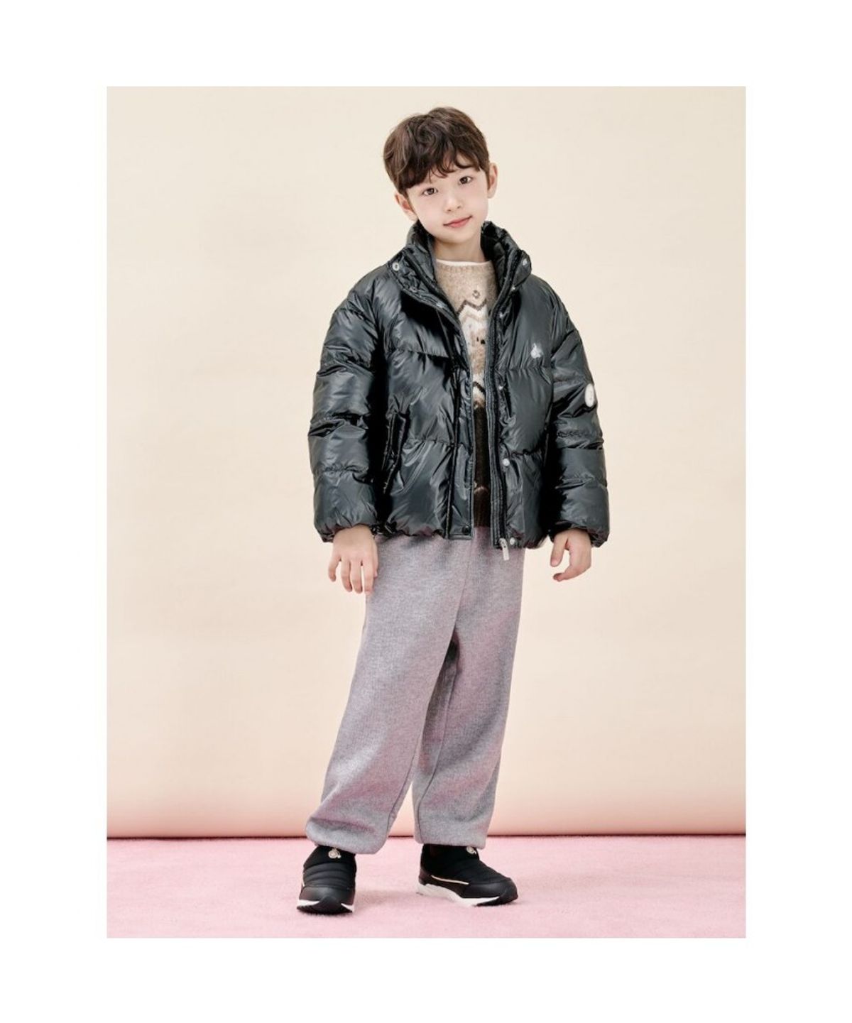 빈폴 키즈(BEANPOLE KIDS) 니트라이크 조거 기모 팬츠  그레이 (BI5Y21U013)