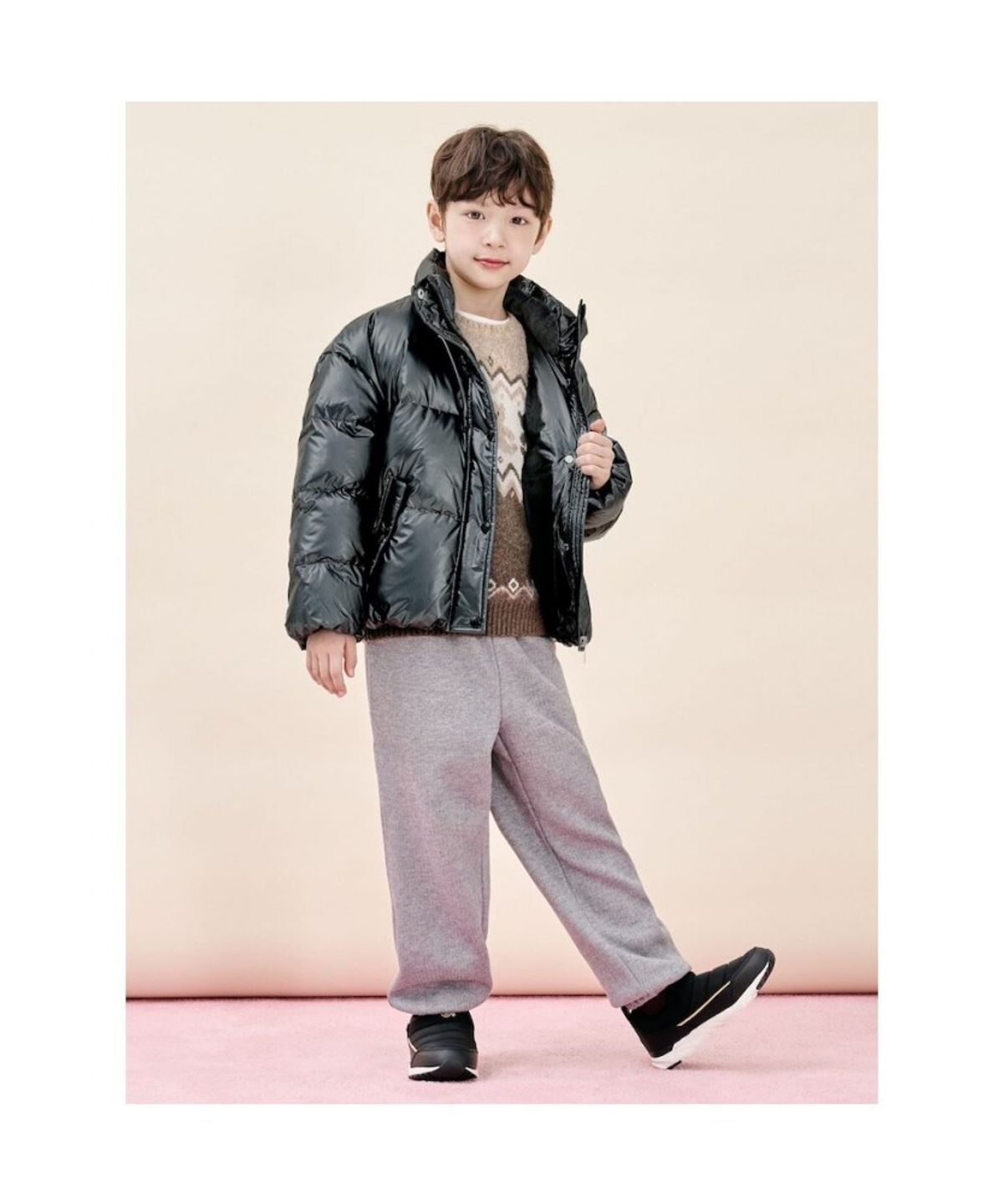 빈폴 키즈(BEANPOLE KIDS) 니트라이크 조거 기모 팬츠  그레이 (BI5Y21U013)