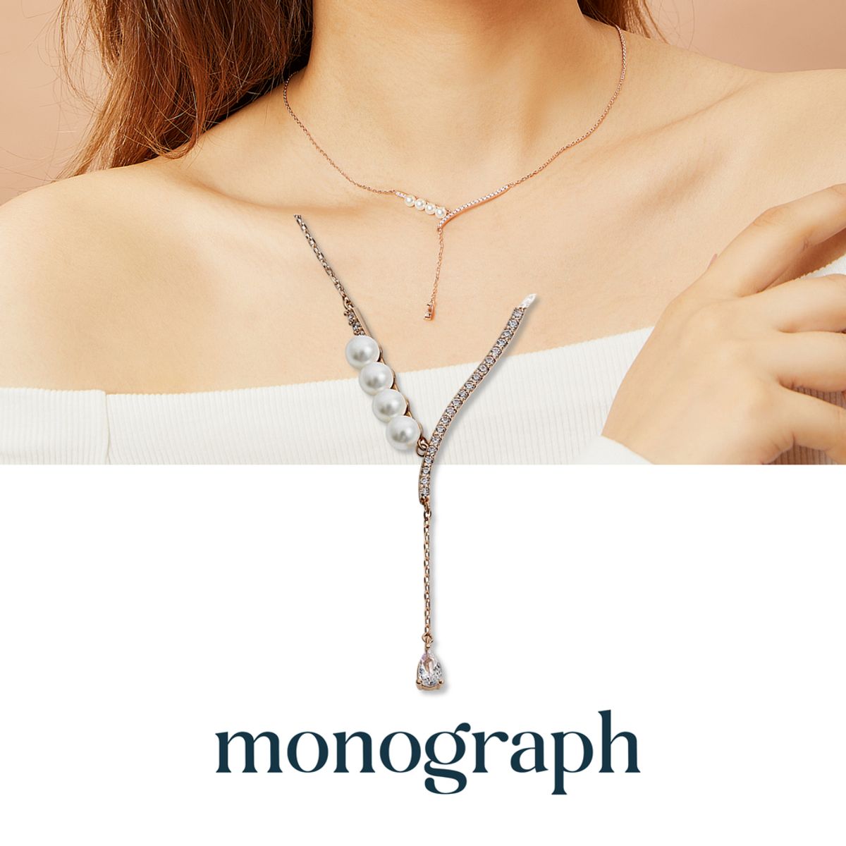 모노그래프(MONOGRAPH) 펄스톤 목걸이 MGNL0119 14K Gold Plated (화이트 펄)