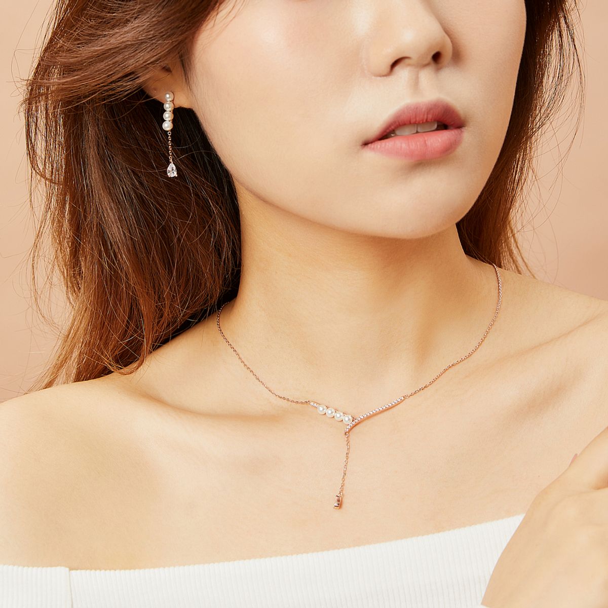 모노그래프(MONOGRAPH) 펄스톤 목걸이 MGNL0119 14K Gold Plated (화이트 펄)